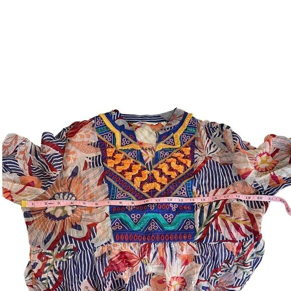 Soft Surrounding Sheer Floral Long Sleeve Baby Doll Tunic Top - Picture 8 of 13